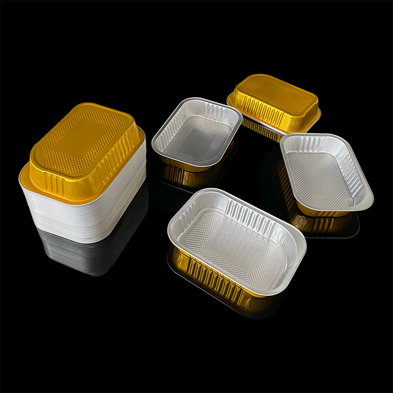 350ML Rectangular Series Aluminum Foil Container Lunch Box Takeaway Packaging Box Air Fryer Disposable Box Wholesale