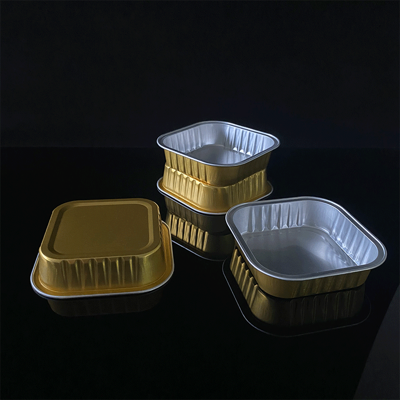 Square Aluminum Foil Box Baking Cake Dessert Box High Temperature Resistant Aluminum Foil Lunch Box Disposable Packaging Box Food Grade Lunch Box