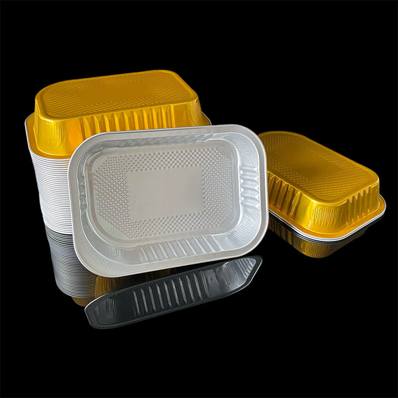 350ML Rectangular Series Aluminum Foil Container Lunch Box Takeaway Packaging Box Air Fryer Disposable Box Wholesale
