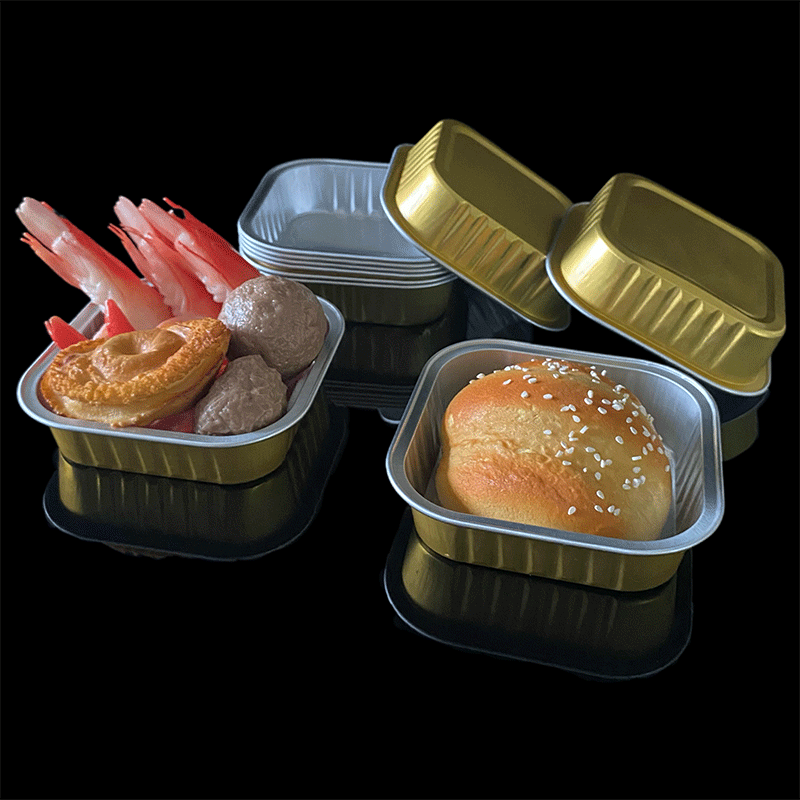 Square Aluminum Foil Box Baking Cake Dessert Box High Temperature Resistant Aluminum Foil Lunch Box Disposable Packaging Box Food Grade Lunch Box