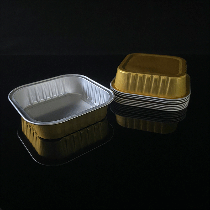 Square Aluminum Foil Box Baking Cake Dessert Box High Temperature Resistant Aluminum Foil Lunch Box Disposable Packaging Box Food Grade Lunch Box