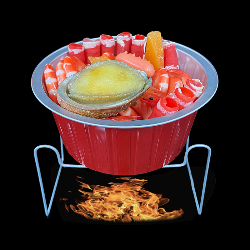 Red 1525ML Round Series Food Grade Aluminum Foil Container Lunch Box Custom Takeaway Packaging Box Air Fryer