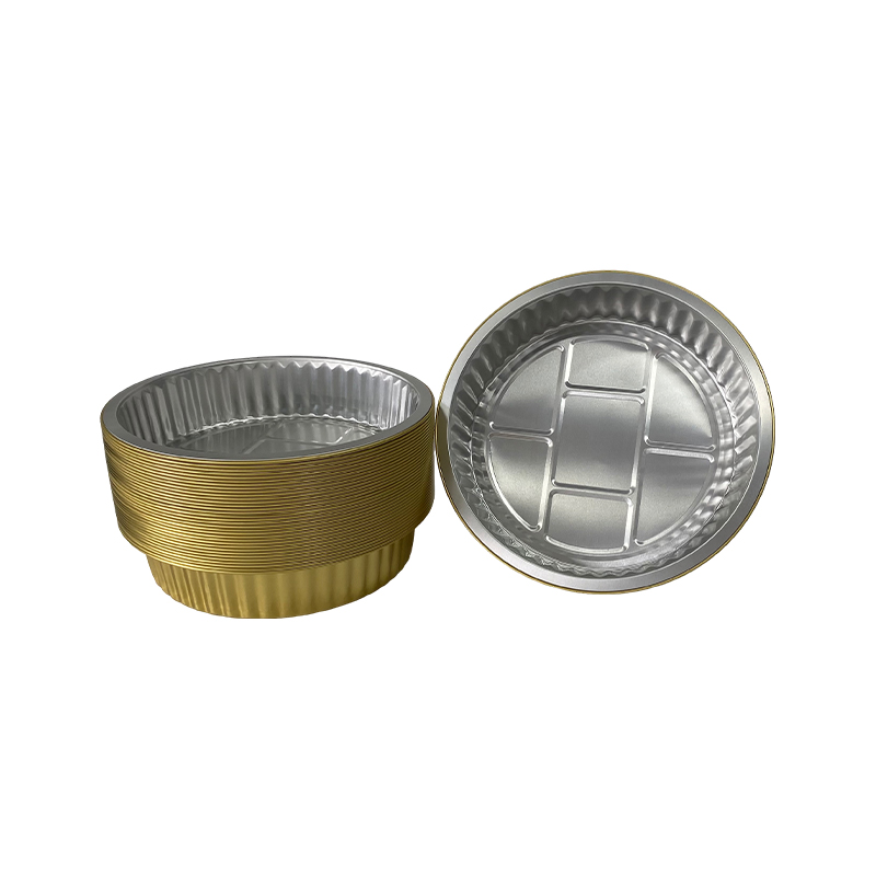 Gold 2000ML Round Series Aluminum Foil Container Lunch Box Takeaway Disposable Packaging Box Air Fryer Wholesale