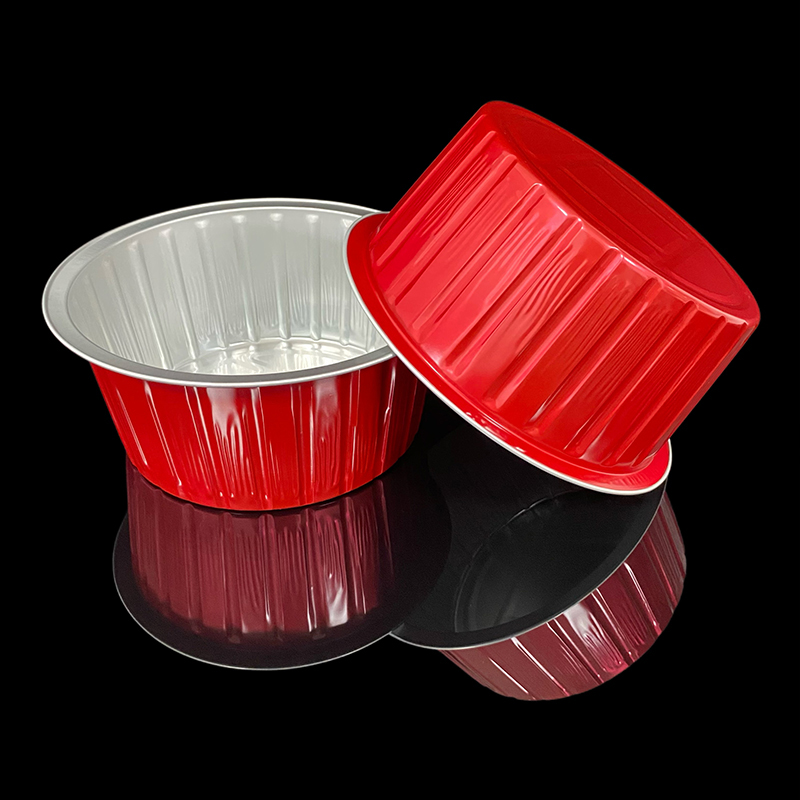 Red 1525ML Round Series Food Grade Aluminum Foil Container Lunch Box Custom Takeaway Packaging Box Air Fryer