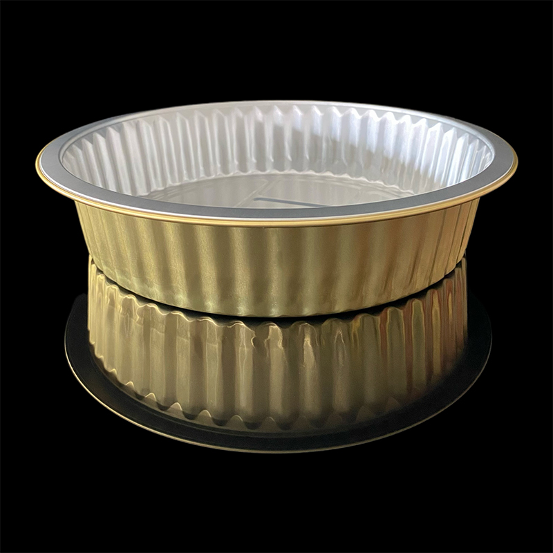 Gold 2000ML Round Series Aluminum Foil Container Lunch Box Takeaway Disposable Packaging Box Air Fryer Wholesale