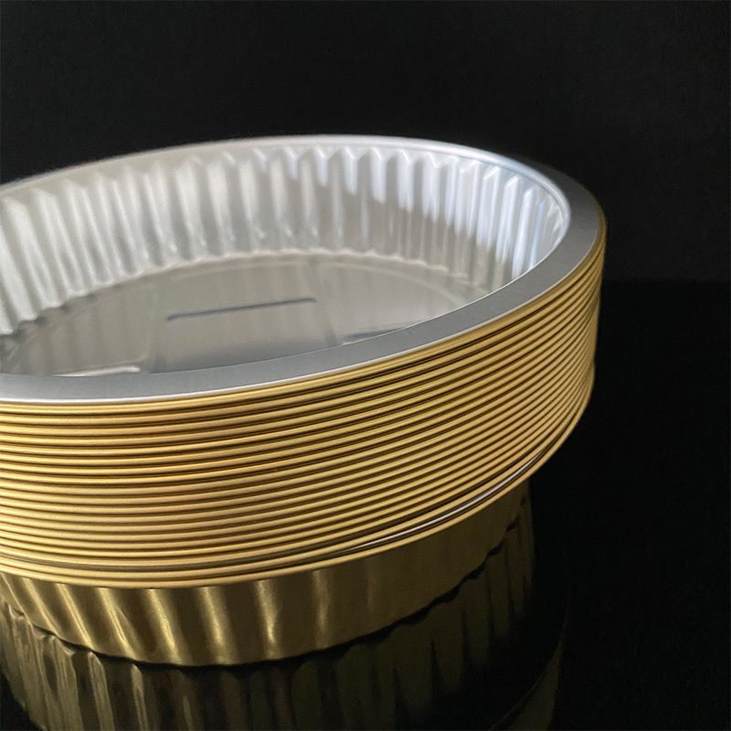 Gold 2000ML Round Series Aluminum Foil Container Lunch Box Takeaway Disposable Packaging Box Air Fryer Wholesale