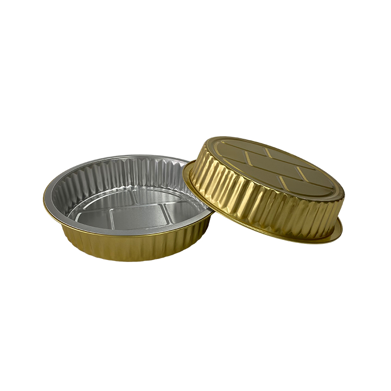 Gold 2000ML Round Series Aluminum Foil Container Lunch Box Takeaway Disposable Packaging Box Air Fryer Wholesale