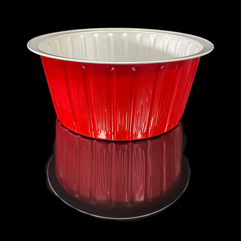 Red 1525ML Round Series Food Grade Aluminum Foil Container Lunch Box Custom Takeaway Packaging Box Air Fryer