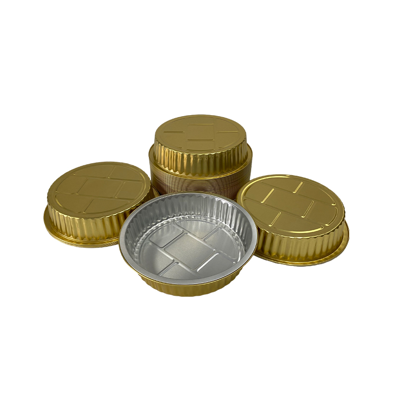 Gold 2000ML Round Series Aluminum Foil Container Lunch Box Takeaway Disposable Packaging Box Air Fryer Wholesale