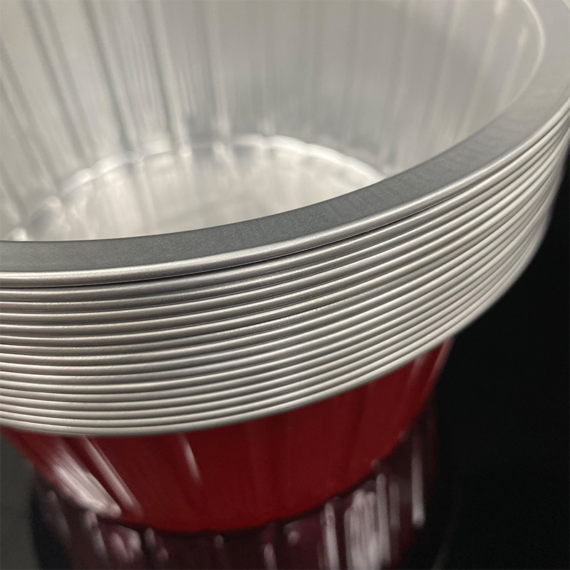 Red 1525ML Round Series Food Grade Aluminum Foil Container Lunch Box Custom Takeaway Packaging Box Air Fryer