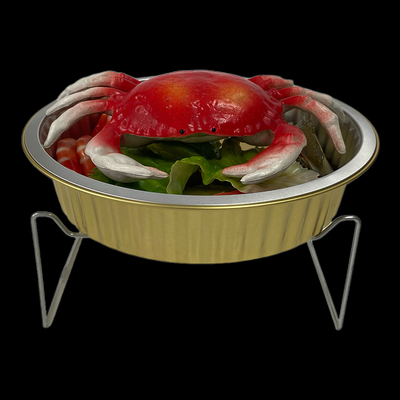 Gold 2000ML Round Series Aluminum Foil Container Lunch Box Takeaway Disposable Packaging Box Air Fryer Wholesale