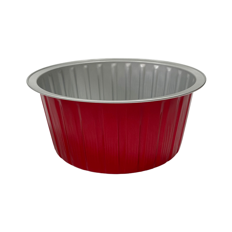 Red 1525ML Round Series Food Grade Aluminum Foil Container Lunch Box Custom Takeaway Packaging Box Air Fryer