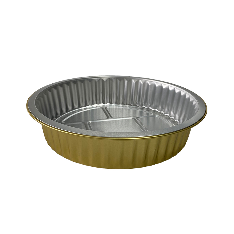 Gold 2000ML Round Series Aluminum Foil Container Lunch Box Takeaway Disposable Packaging Box Air Fryer Wholesale