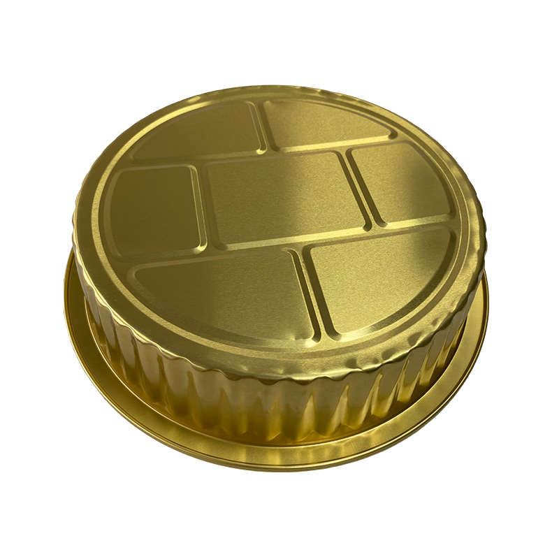Gold 2000ML Round Series Aluminum Foil Container Lunch Box Takeaway Disposable Packaging Box Air Fryer Wholesale