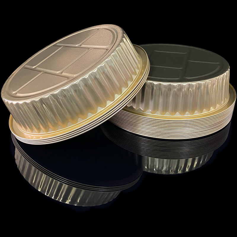 Gold 2000ML Round Series Aluminum Foil Container Lunch Box Takeaway Disposable Packaging Box Air Fryer Wholesale