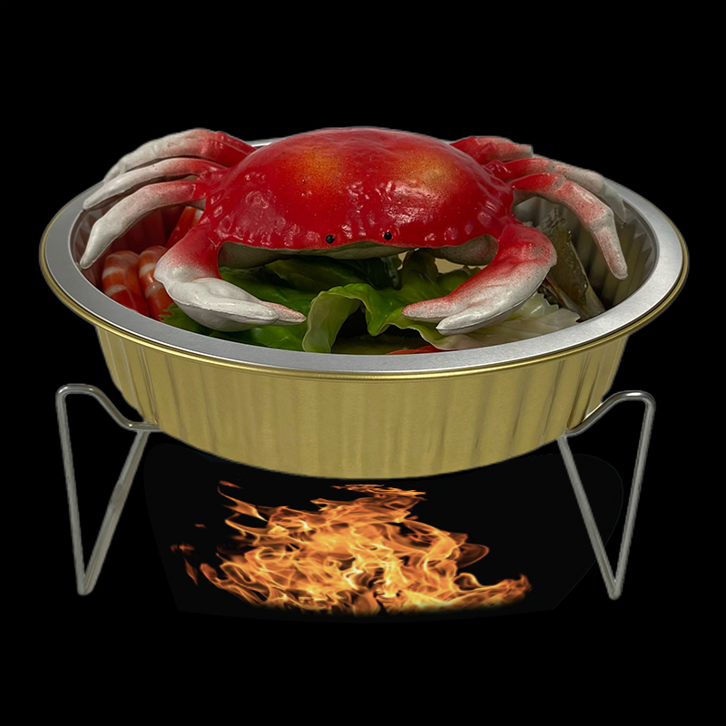 Gold 2000ML Round Series Aluminum Foil Container Lunch Box Takeaway Disposable Packaging Box Air Fryer Wholesale