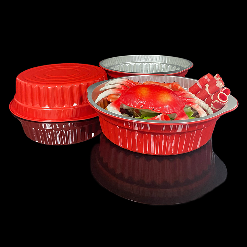 3100ML Red Disposable Takeaway Packaging Hot Pot Aluminum Foil Barbecue Food Aluminum Foil Lunch Box Manufacturers Can Be Customized