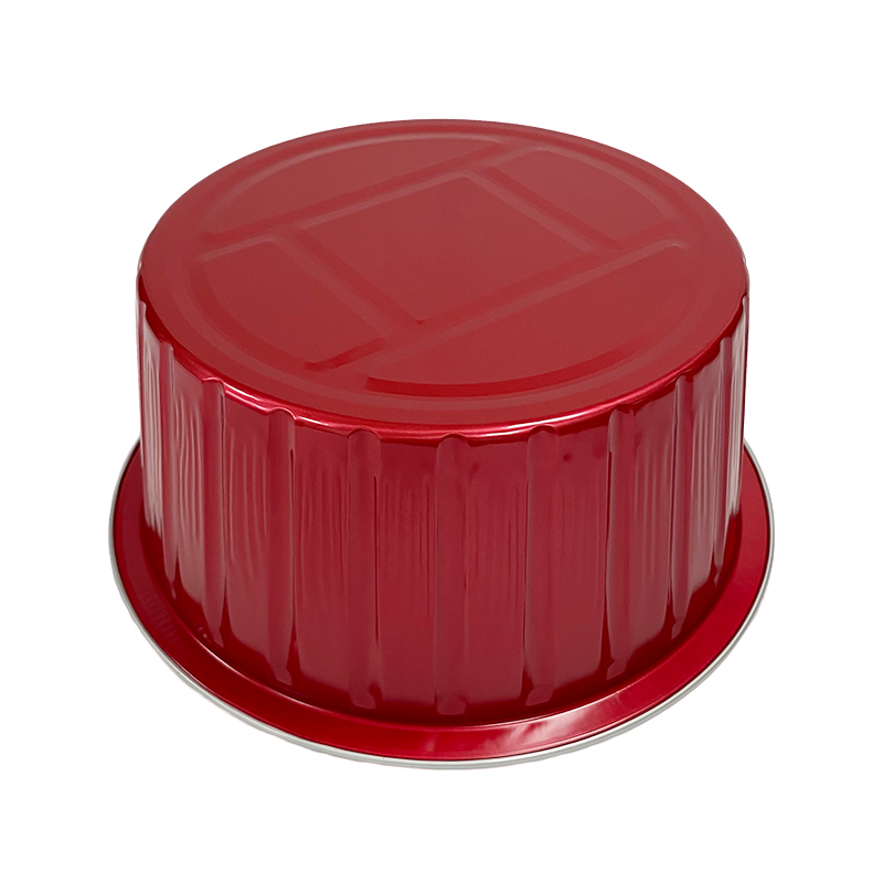 Red 1525ML Round Series Food Grade Aluminum Foil Container Lunch Box Custom Takeaway Packaging Box Air Fryer