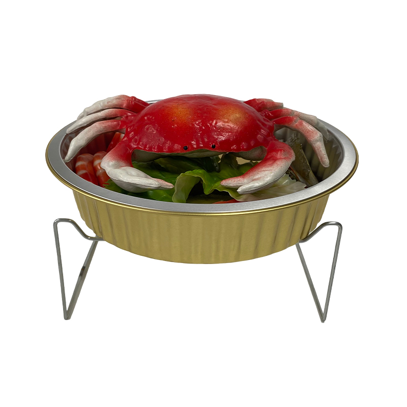 Gold 2000ML Round Series Aluminum Foil Container Lunch Box Takeaway Disposable Packaging Box Air Fryer Wholesale