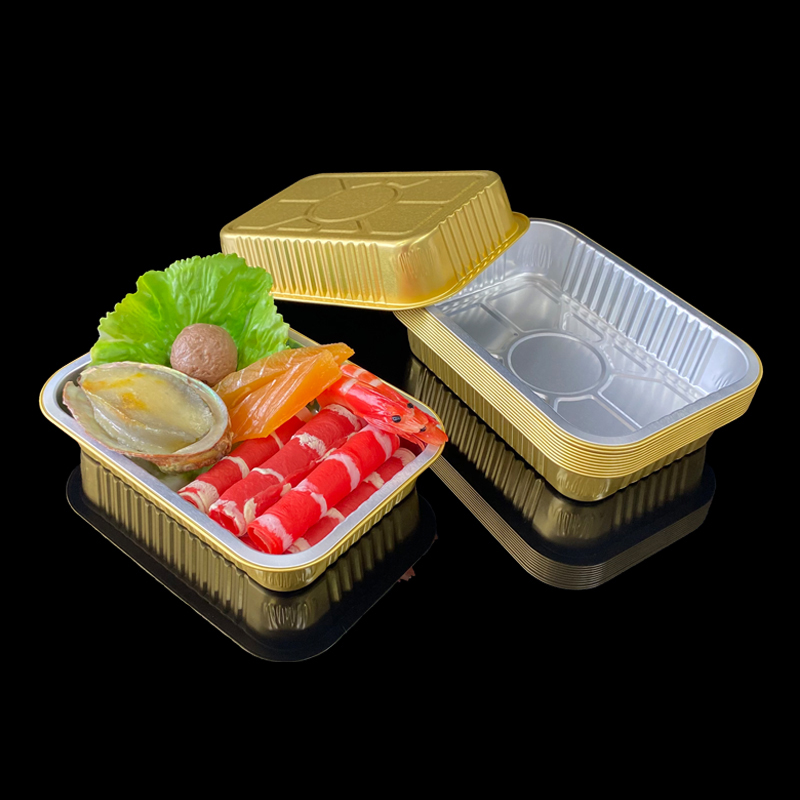 580ML Disposable Packaging Box Food Grade Aluminum Foil Lunch Box Pre-Prepared Food Packaging Picnic Barbecue Takeaway Packaging Box Commercial