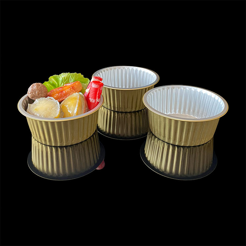 620ML Round Thick High And Low Temperature Resistant Aluminum Foil Lunch Box Disposable Packaged Soup Box Pre-Prepared Food Hot Pot Food Grade Aluminum Foil Container