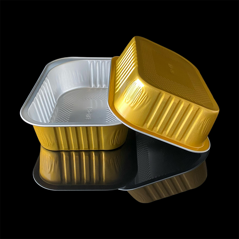 Food Disposable Takeaway Packaging Box 450ML Aluminum Foil Lunch Box Barbecue Baked Rice Grilled Fish Tray Pre-Prepared Food Packaging Aluminum Foil Container