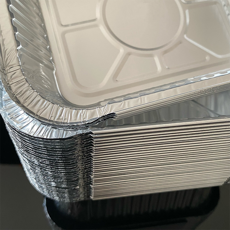 580ML Disposable Commercial Tin Foil Silver Lunch Box Air Fryer With Aluminum Foil Lunch Box Takeaway Packaging Airplane Insulation Aluminum Lunch Box