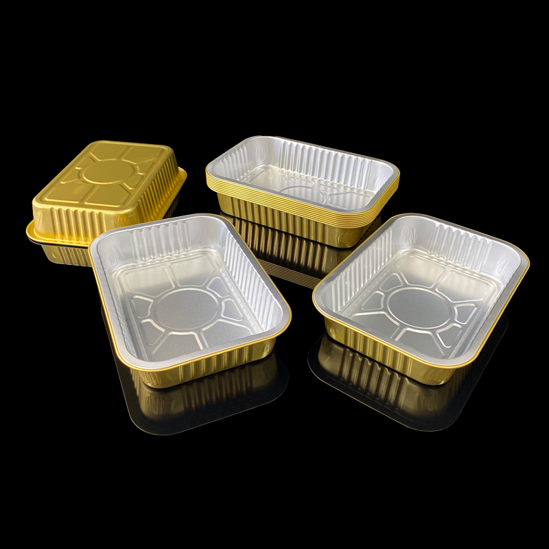 580ML Disposable Packaging Box Food Grade Aluminum Foil Lunch Box Pre-Prepared Food Packaging Picnic Barbecue Takeaway Packaging Box Commercial