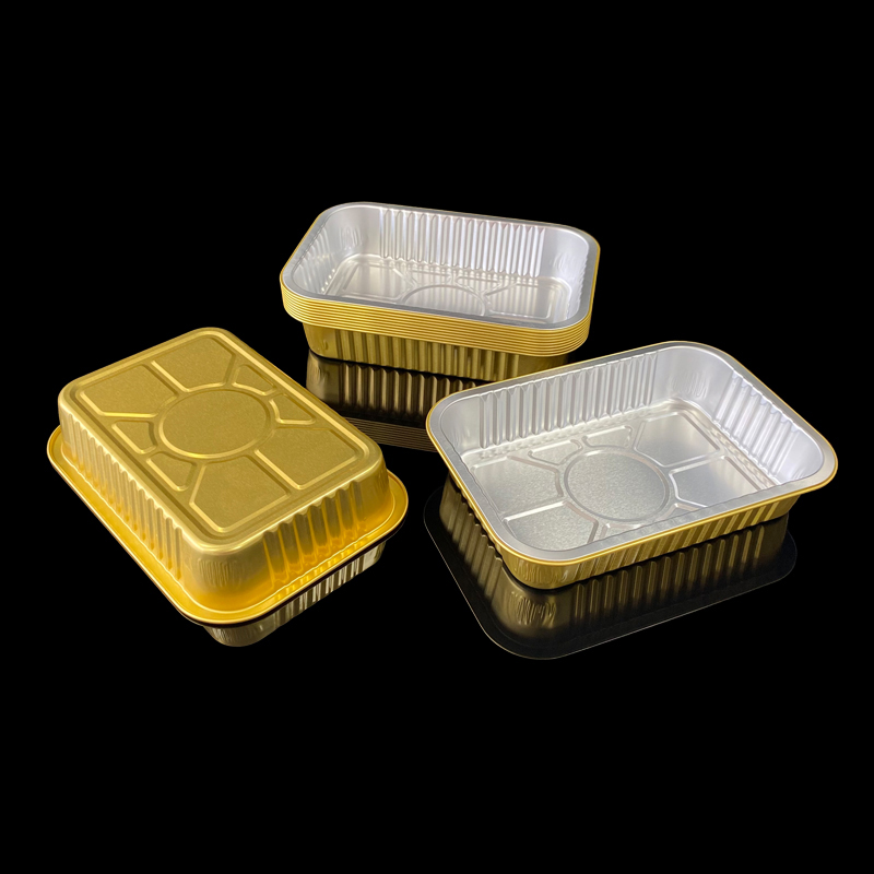 580ML Disposable Packaging Box Food Grade Aluminum Foil Lunch Box Pre-Prepared Food Packaging Picnic Barbecue Takeaway Packaging Box Commercial