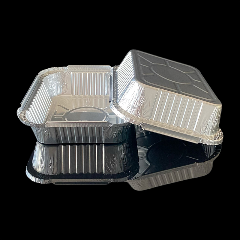 580ML Disposable Commercial Tin Foil Silver Lunch Box Air Fryer With Aluminum Foil Lunch Box Takeaway Packaging Airplane Insulation Aluminum Lunch Box