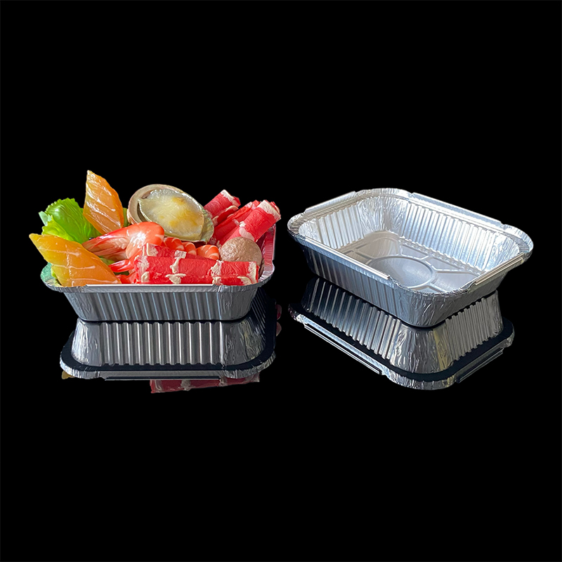 580ML Disposable Commercial Tin Foil Silver Lunch Box Air Fryer With Aluminum Foil Lunch Box Takeaway Packaging Airplane Insulation Aluminum Lunch Box