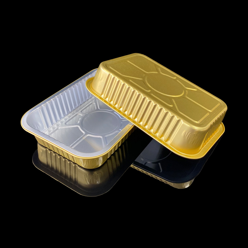 580ML Disposable Packaging Box Food Grade Aluminum Foil Lunch Box Pre-Prepared Food Packaging Picnic Barbecue Takeaway Packaging Box Commercial