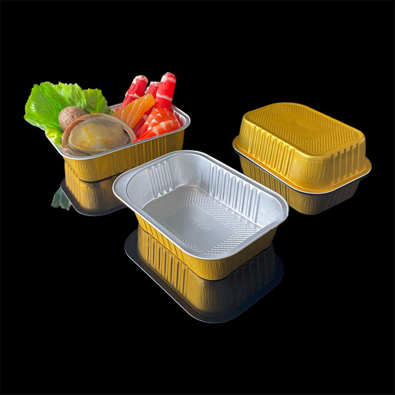 Food Disposable Takeaway Packaging Box 450ML Aluminum Foil Lunch Box Barbecue Baked Rice Grilled Fish Tray Pre-Prepared Food Packaging Aluminum Foil Container