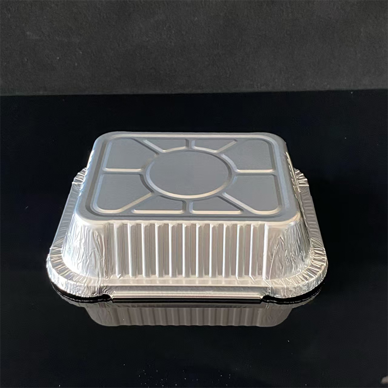 580ML Disposable Commercial Tin Foil Silver Lunch Box Air Fryer With Aluminum Foil Lunch Box Takeaway Packaging Airplane Insulation Aluminum Lunch Box