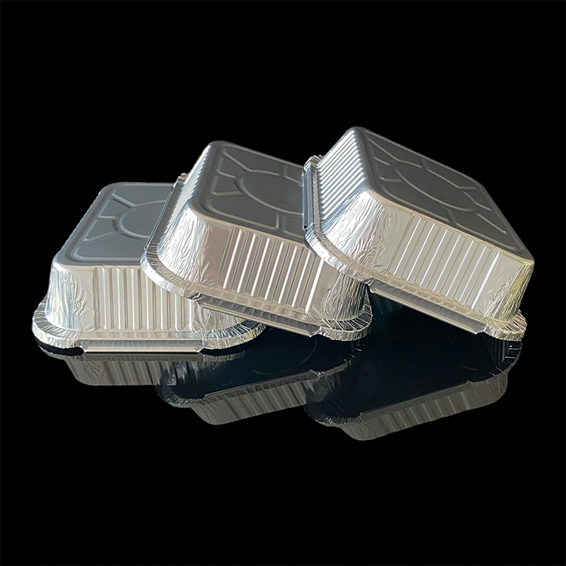 580ML Disposable Commercial Tin Foil Silver Lunch Box Air Fryer With Aluminum Foil Lunch Box Takeaway Packaging Airplane Insulation Aluminum Lunch Box