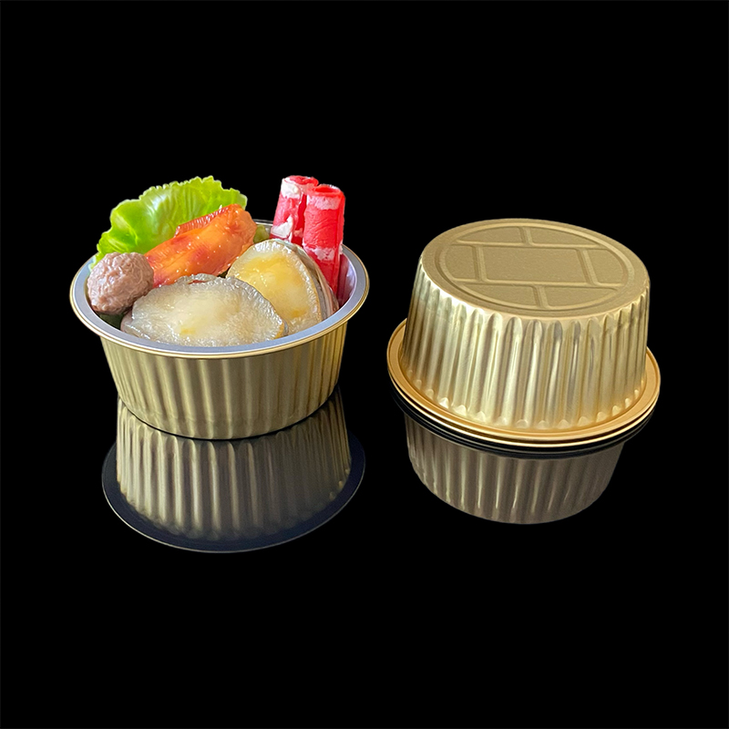 620ML Round Thick High And Low Temperature Resistant Aluminum Foil Lunch Box Disposable Packaged Soup Box Pre-Prepared Food Hot Pot Food Grade Aluminum Foil Container