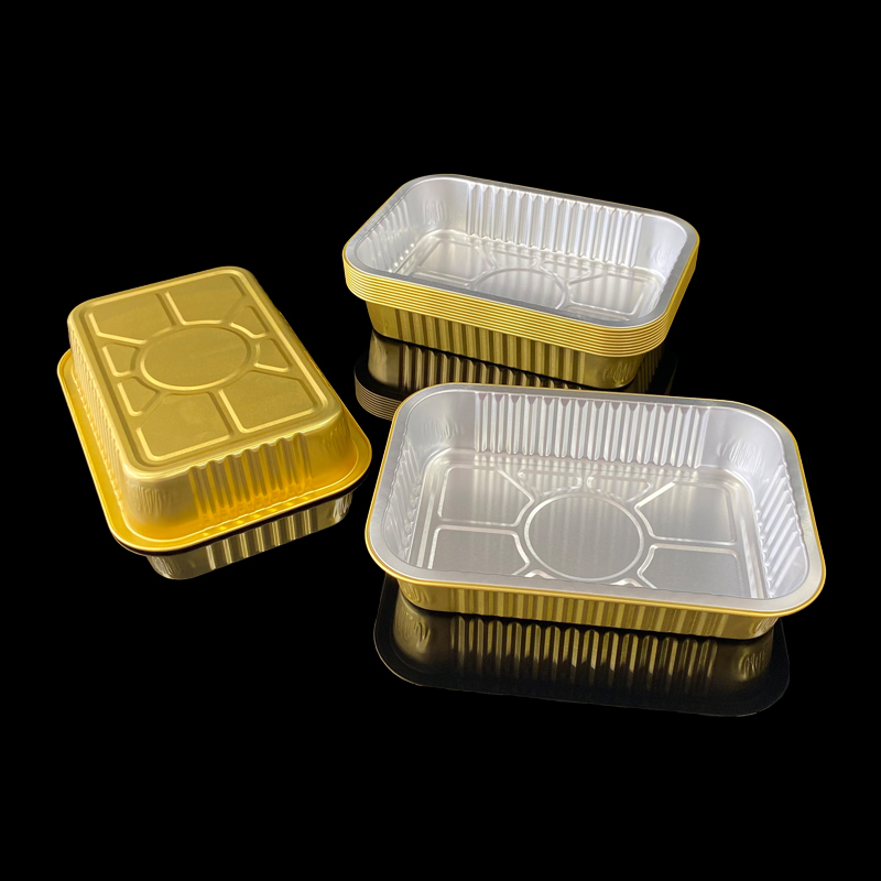580ML Disposable Packaging Box Food Grade Aluminum Foil Lunch Box Pre-Prepared Food Packaging Picnic Barbecue Takeaway Packaging Box Commercial