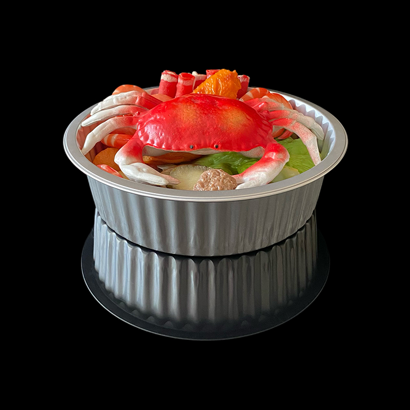 2500ML Food Grade Disposable Takeaway Packaging Round Aluminum Foil Container Pre-Prepared Dishes Grilled Fish Barbecue Aluminum Foil Lunch Box