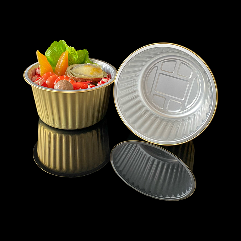 1700ML Food Grade Round Commercial Environmentally Friendly Lunch Box Thickened Disposable Takeaway Barbecue Pre-Prepared Food Aluminum Foil Lunch Box