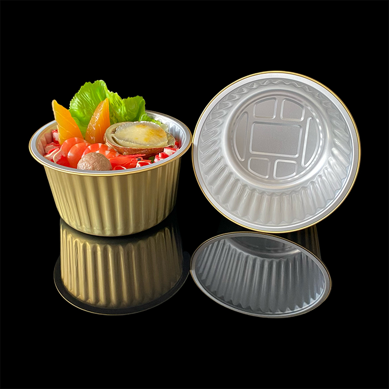 1700ML Food Grade Round Commercial Environmentally Friendly Lunch Box Thickened Disposable Takeaway Barbecue Pre-Prepared Food Aluminum Foil Lunch Box
