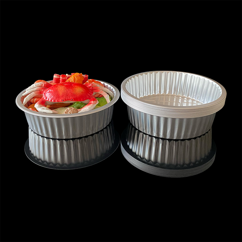 2500ML Food Grade Disposable Takeaway Packaging Round Aluminum Foil Container Pre-Prepared Dishes Grilled Fish Barbecue Aluminum Foil Lunch Box